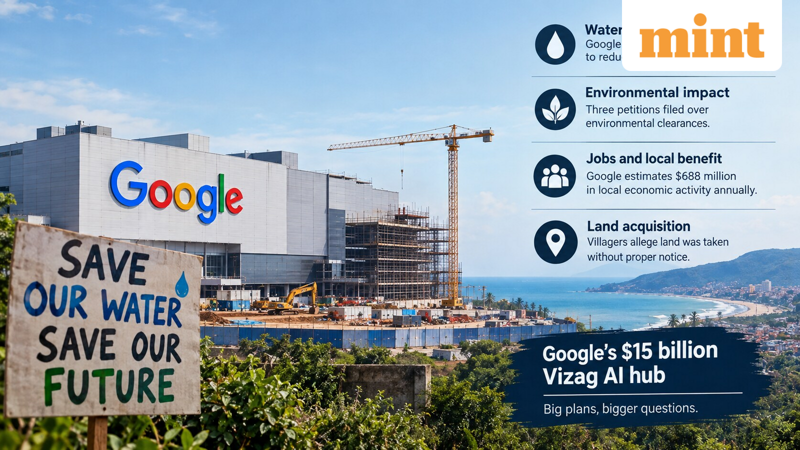 Google defends $15 billion Vizag AI hub as water fears, land disputes and protests put project under scrutiny — Mint India, Wayzata Technology news